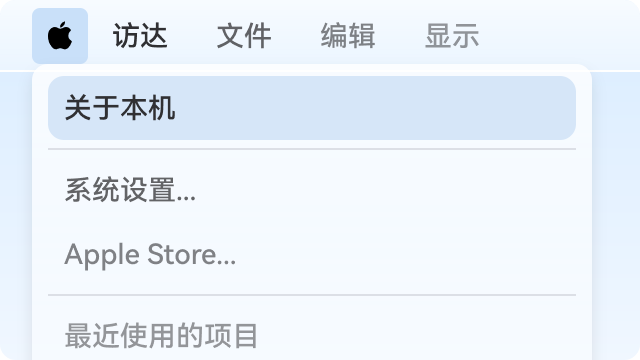 在 Apple 菜单中选择关于本机